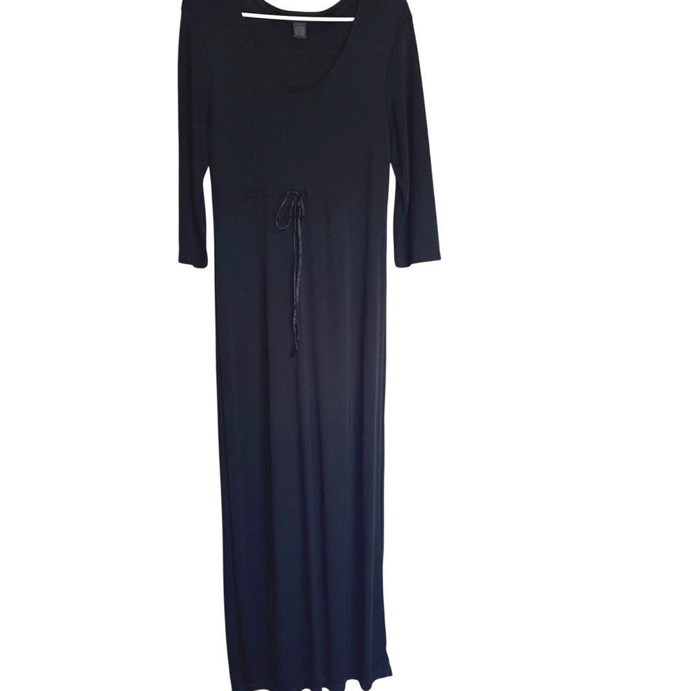 The Limited Black Maxi Dress Long Sleeve Empire Waist Ribbon Tie Scoop Neck L